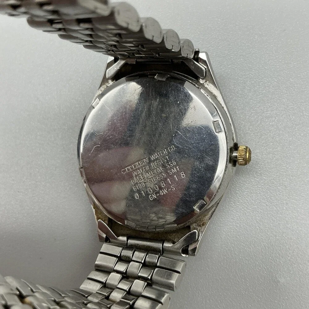 Vintage Citizen Men Watch 35mm Gray Dial Two Tone Day Date For Parts Not Running